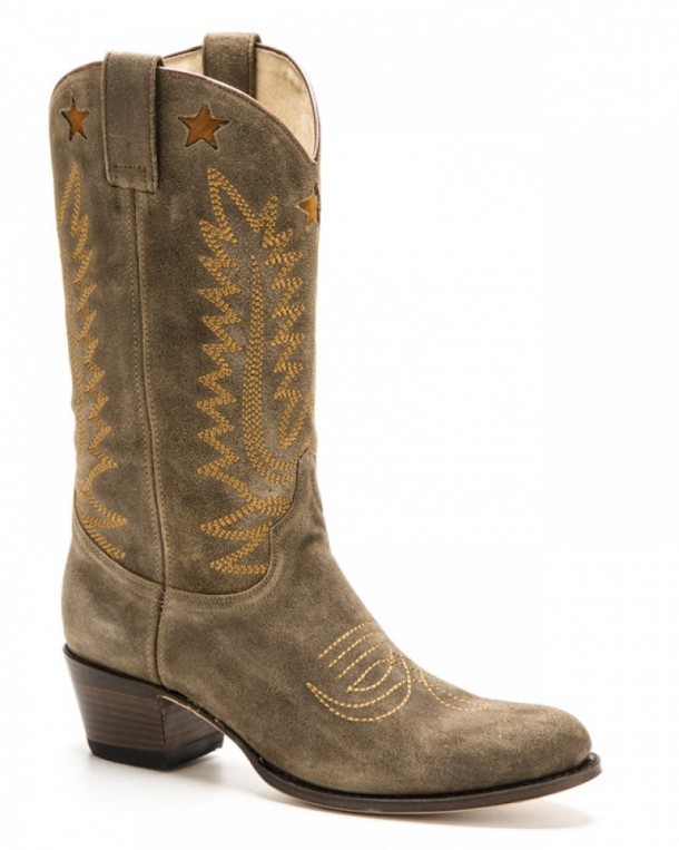 Khaki suede ladies Sendra western boots