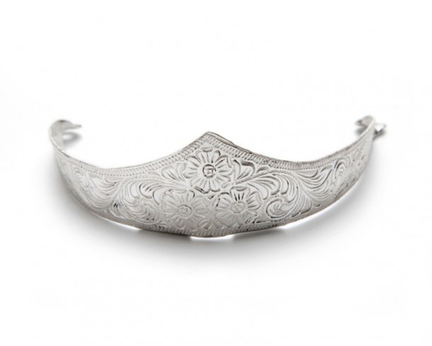 Silver shine cowboy metallic heel guards with engravings