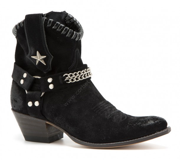 Shiny black suede women Sendra boots