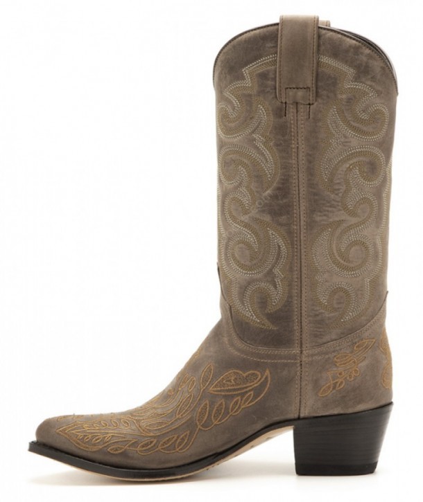 Brownish gray ladies western fashion Sendra boots with floral embroidery
