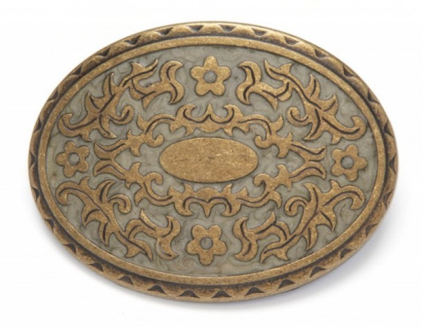 Floral filigree engraved antique golden look western fashion belt buckle
