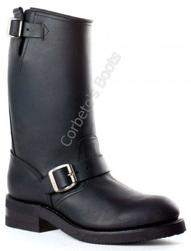 1570-6 Crazy Old Negro | Mayura unisex black leather engineer boots