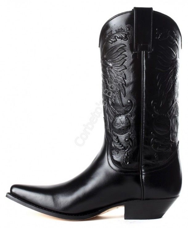 1649 Pico Florentic Negro | Sendra mens shiny black leather cowboy boots