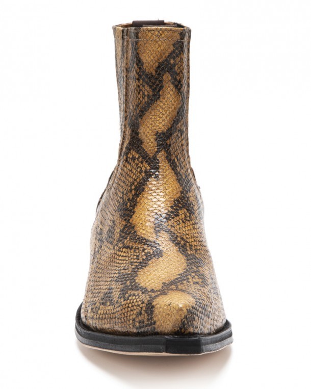 Vintage look snake skin leather print mens Sendra cowboy ankle boots