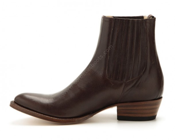 1692 Dom Memory 064 Castaño | Buy at our online shop these Sendra chelsea brown leather ankle boots for men with rounded toe and high heel.
