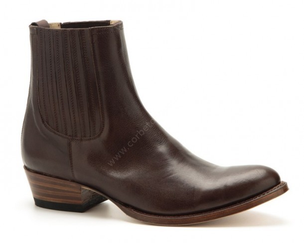 1692 Dom Memory 064 Castaño | Buy at our online shop these Sendra chelsea brown leather ankle boots for men with rounded toe and high heel.