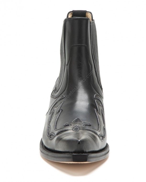1931 Milanelo Bone-Pull Oil Negro | Botín cowboy Mayura Boots unisex combinación cuero ceniza y negro
