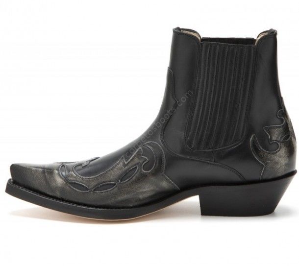 1931 Milabelo Bone-Pull Oil Negro | Mayura Boots unisex combined ash and black leather ankle cowboy boots