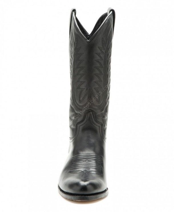 2024 Debora Salvaje Negro | Bota cowboy Sendra Boots cuero negro punta redonda