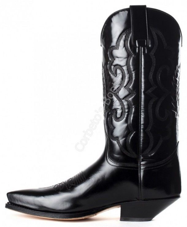 2028 Maxi Florentic Negro | Sendra unisex shiny black cowboy boots