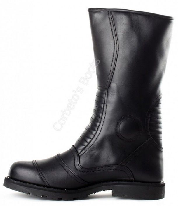 217 Dublin Negro | Mens black leather engineer boots with zipper