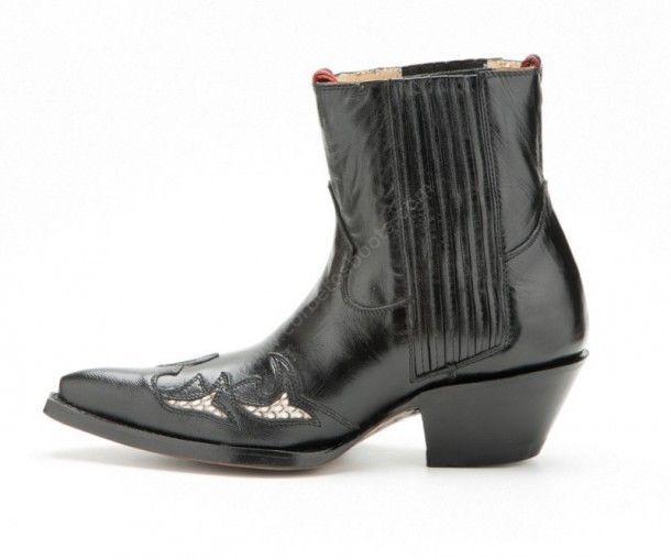 218 Margot Noir | Go West womens black leather ankle cowboy boots