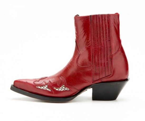 218 Margot Rouge | Go West womens red leather ankle cowboy boots