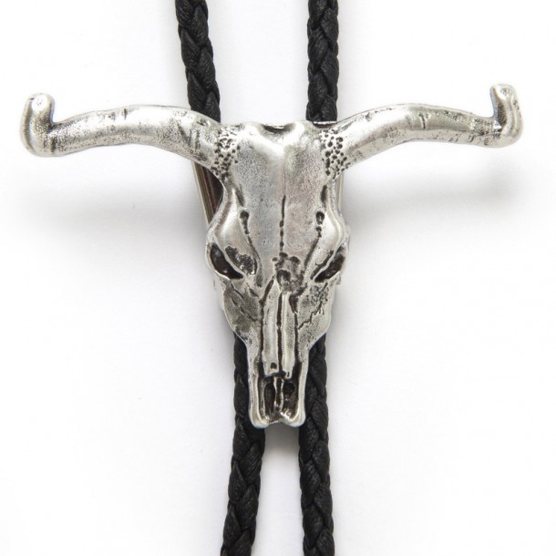 Texan longhorn skull cowboy bolo tie