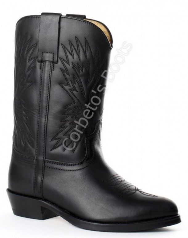 2314 Micky Pull Oil Negro | Sendra children black leather cowboy boots