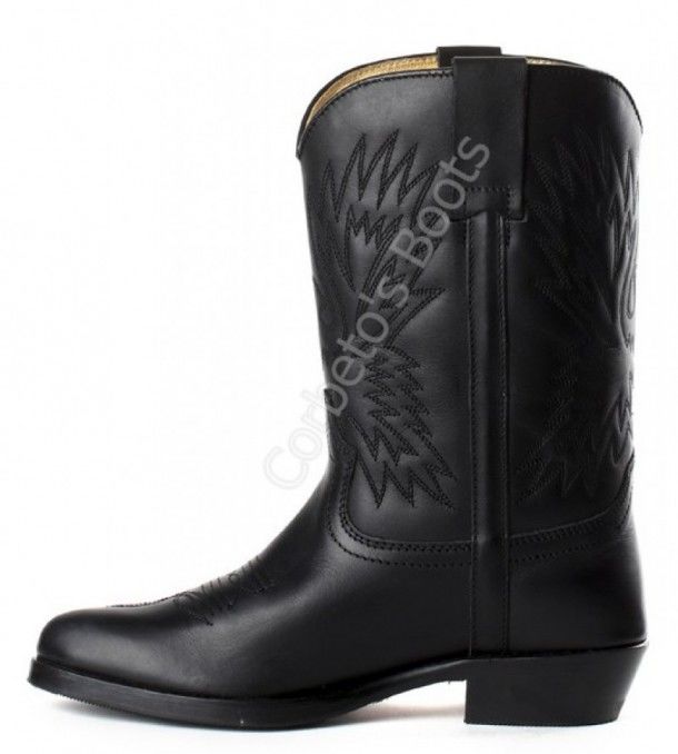 2314 Micky Pull Oil Negro | Sendra children black leather cowboy boots