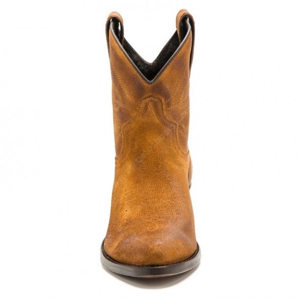 2374 Serraprim 151 Whisky | Buy now this cheap low calf boot made in Spain for ladies with genuine distressed light brown suede leather skin.