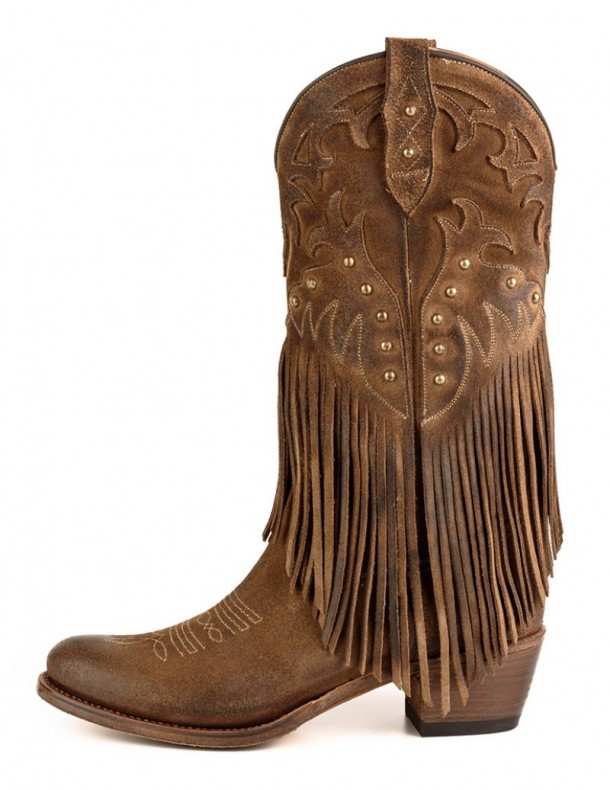 High leg western fashion Mayura ladies rounded toe boots with fringes