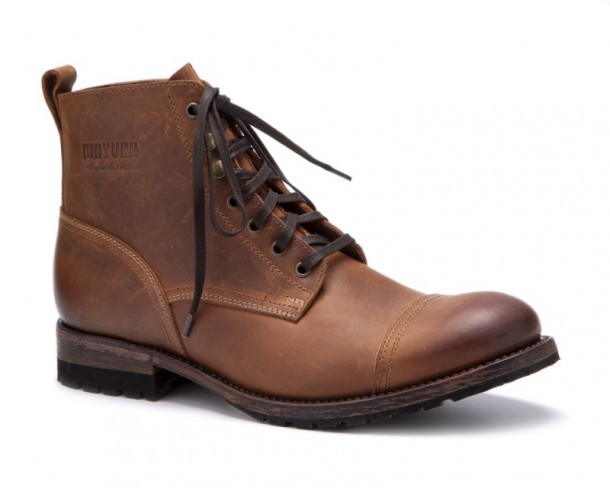 Street style brown mens boots with dark laces