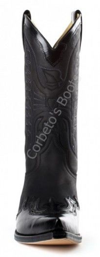 2560 Cuervo Florentic Negro-Nobuck Negro | Sendra unisex combined black leathers cowboy boots