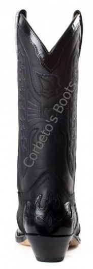 2560 Cuervo Florentic Negro-Nobuck Negro | Bota cowboy Sendra unisex piel negra combinada
