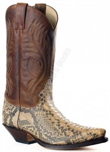 2605 Cuervo Piton Barriga Camel-Sprinter Tang | Sendra mens brown snake skin cowboy boots