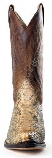 2605 Cuervo Pitón Barriga Camel-Sprinter Tang | Bota cowboy Sendra piel serpiente marrón para hombre