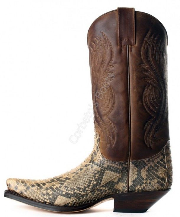 2605 Cuervo Piton Barriga Camel-Sprinter Tang | Sendra mens brown snake skin cowboy boots