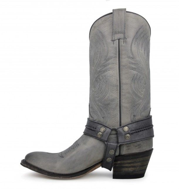 2605 Sara Salvaje Acacia Usado Negro | Bota cowboy Sendra Boots para mujer punta redonda color gris
