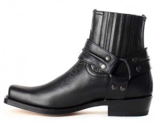 2746 Pete Pull Oil Negro | Sendra unisex black leather ankle biker boots