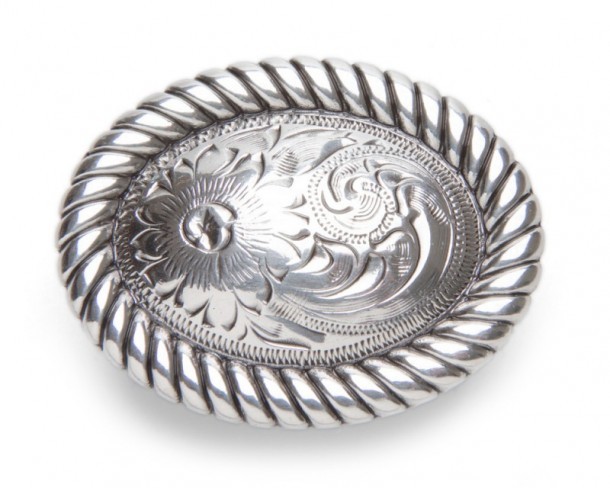 Broche metálico grabado cowboy para decorar pañuelos