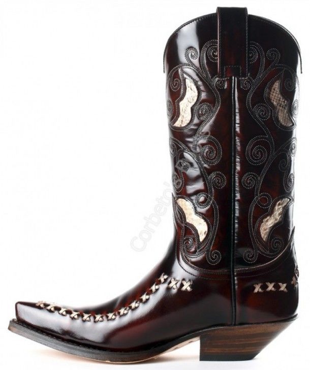 2829 Cuervo Florentic Fuchsia | Sendra unisex shiny burgundy leather cowboy boots