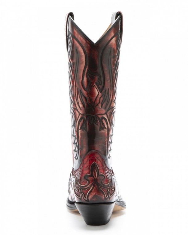 Distressed red leather and red python skin special edition Sendra cowboy boots