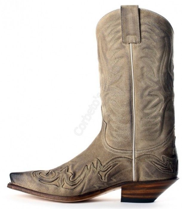 3241 Cuervo Serraje Natural Usado Negro | Sendra unisex combined distressed suede cowboy boots