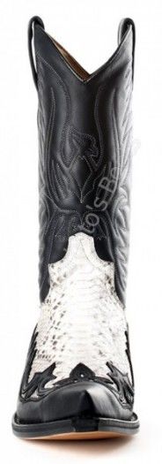 3241 Cuervo Sprinter Negro-Pitón Barriga Natural | Sendra unisex snake skin cowboy boots