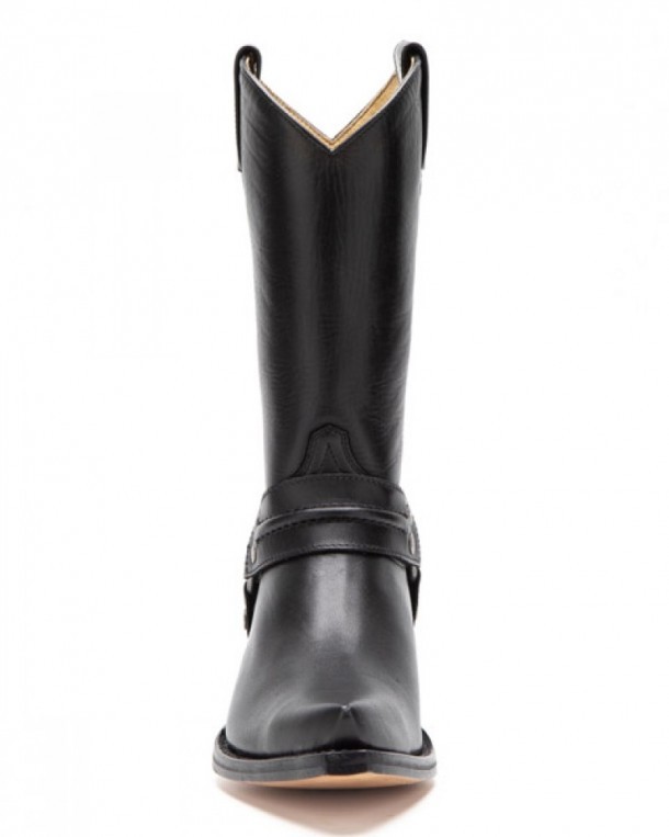 Sendra black leather classic cowboy boots with matching leather straps