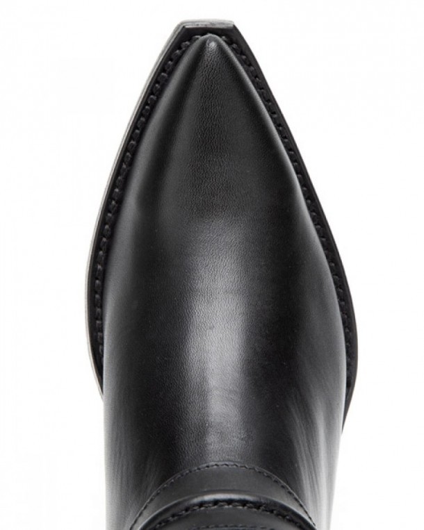 Sendra black leather classic cowboy boots with matching leather straps
