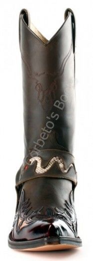 3700 Cuervo Florentic Fuchsia-Mad Dog Chocolate | Bota cowboy Sendra unisex cuero marrón con arnés