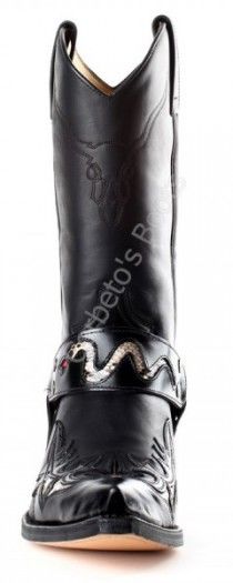 3700 Cuervo Florentic Negro-Sprinter Negro | Sendra unisex combined black leather cowboy boots with harness