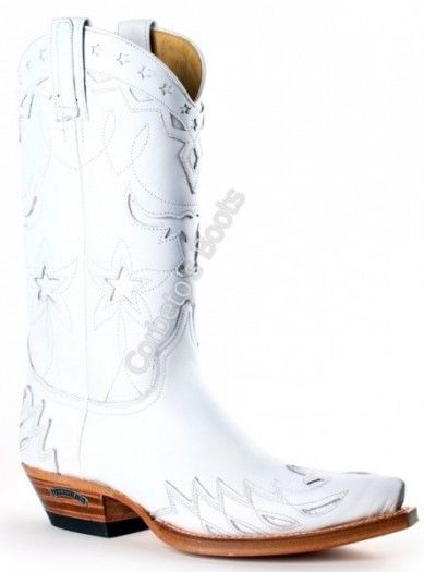 3893 Cuervo Napa Blanca | Bota cowboy Sendra unisex cuero blanco combinado