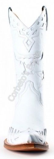 3893 Cuervo Napa Blanca | Sendra unisex combined white leather cowboy boots