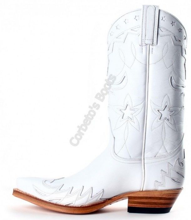 3893 Cuervo Napa Blanca | Sendra unisex combined white leather cowboy boots