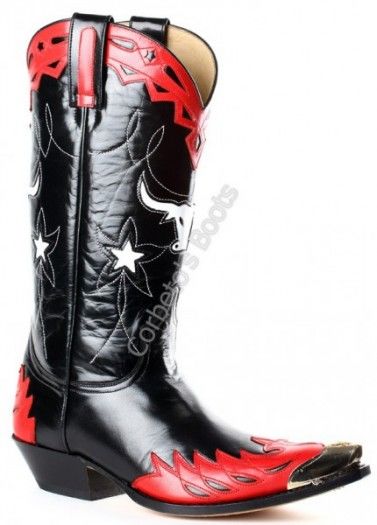 3893 Pico Cabra Roja-Cabra Negra | Sendra unisex red and black goat skin cowboy boots