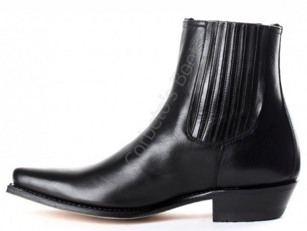 4126 Red Sedalin Negro | Sendra mens black leather plain ankle cowboy boots