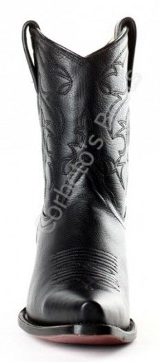 4168 Venado Negro | Bota cowboy caña baja Buffalo Boots piel venado negra para mujer