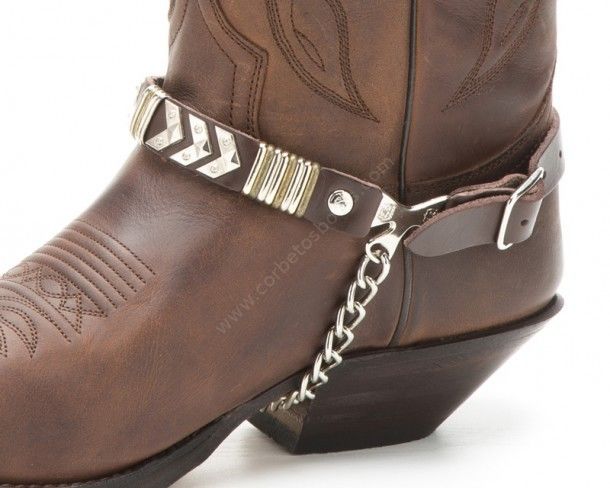Country style Sendra decorative brown leather straps with symmetric arrows