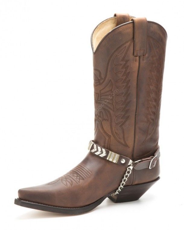 Country style Sendra decorative brown leather straps with symmetric arrows