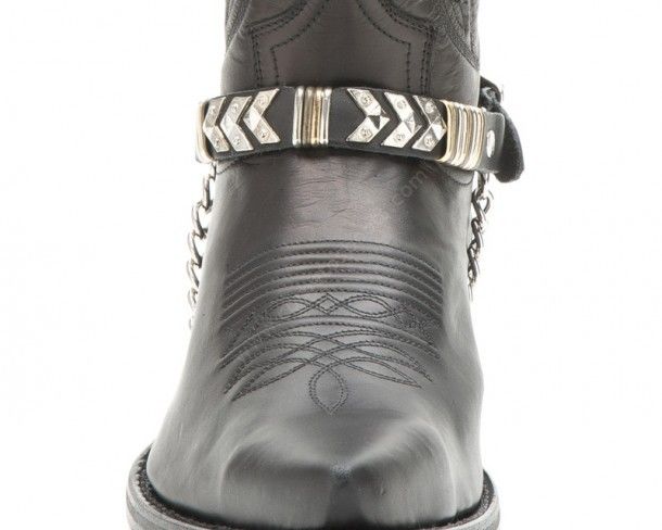 Country style Sendra decorative black leather straps with symmetric arrows