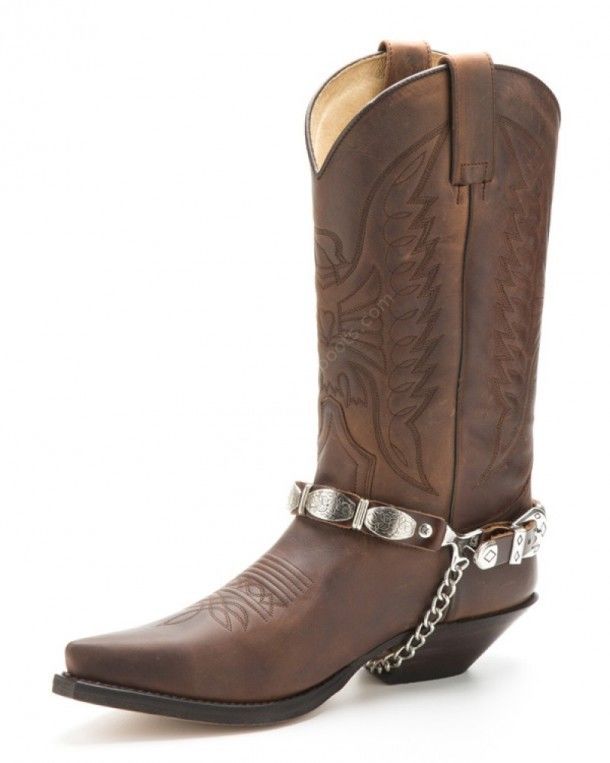 Double buckle two piece set Sendra brown straps with engraved flower scrolls