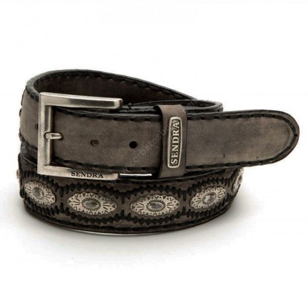 7606 Olimpia Antracita | Sendra Boots distressed leather belt with conchos